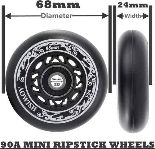 Vista 5 de Ruedas Ripstik de 2.677 in de 2.677 in, ruedas Ripstick 90a, ruedas de repuesto de 2 ruedas con rodamientos ABEC-9 para mini Ripstik/Carving