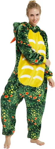 Vista 2 de ABENCA Disfraz de dinosaurio Triceratops para adultos, pijama para hombre, caricatura, de una pieza, animal, Halloween, Navidad, cosplay