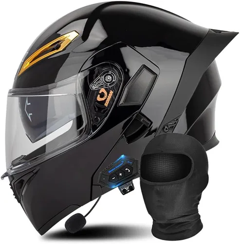 Vista 9 de Casco modular Bluetooth para motocicleta, aprobado por DOT/ECE, cascos delanteros abatibles, viseras antivaho duales, casco de cara completa, MP3
