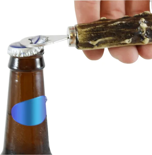 Vista 7 de Pine Ridge Abrebotellas magnético con mango de asta de ciervo – cuernos sintéticos bellamente pintados a mano y hechos a mano para abridor de nevera