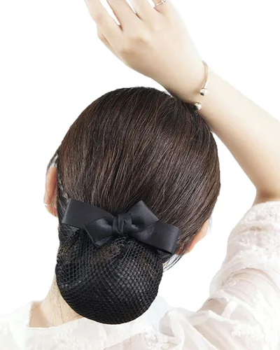 Vista 4 de Pinza para el pelo para mujer, pasador de cinta con chignon red, cubierta para moño profesional, color negro