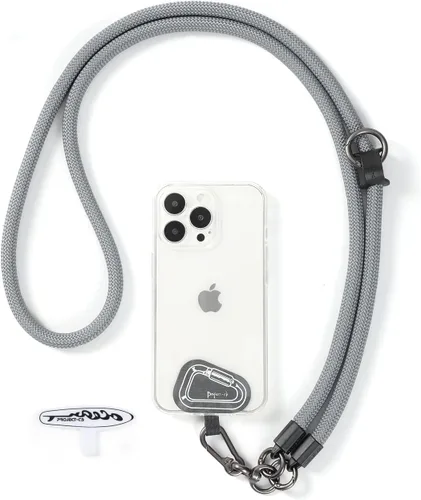 Vista 20 de Cordón para teléfono celular ×1, Pestaña de sujeción ×2, Correa de teléfono ajustable universal, Cruzada, Cordón para el cuello, Correa de cuerda