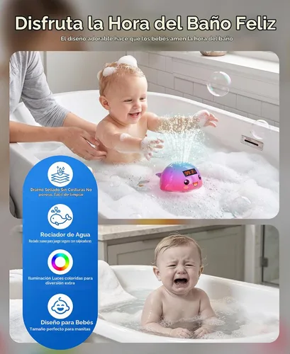 Vista 6 de Pircaath Juguete de aspersor de baño iluminado para bebé de 0 a 36 meses