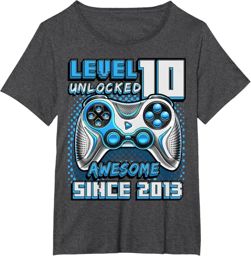 Vista 26 de Level 10 Unlocked Awesome 2013 Video Game 10th Birthday Boy T-Shirt, Negro
