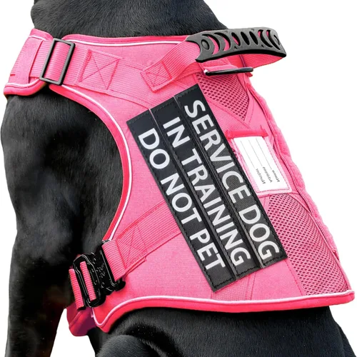 Vista 14 de Chaleco de perro de servicio para perros medianos, arnés de perro de servicio en entrenamiento con parches, chaleco ajustable para perros