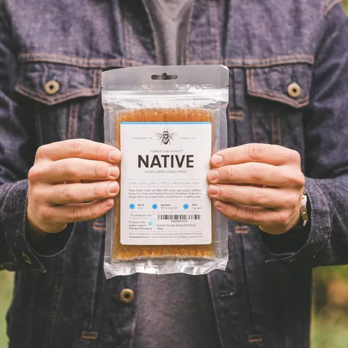 Vista 4 de Homestead Honey Native Sticks - 100 unidades de flores silvestres puras, paquetes individuales, aperitivo sin filtrar para niños, senderismo y té