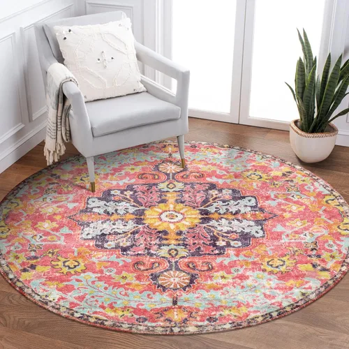 Vista 79 de Lahome Alfombra Floral Bohemio Medaillon - 2x3 Pequeña Alfombra de Baño Rosa Caliente, Alfombra de Cocina, Lavable a Máquina, Antideslizante, Suave