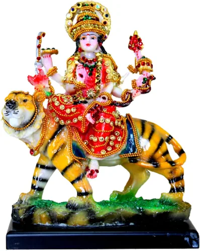 Vista 3 de eSplanade Maa Durga MATA Rani Estatua Ídolo para Mandir Hogar (8") Navratri Pooja Durga Maa - Resina - Multicolor