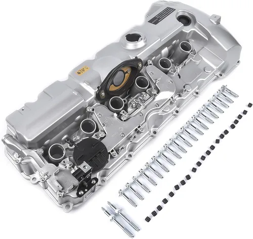 Vista 4 de Kit de cubierta de válvula de motor de aluminio, juntas y tapa de filtro de aceite ya instalados, repuesto para BMW E60 E70 E82 E83 E85 E89 F10 N52