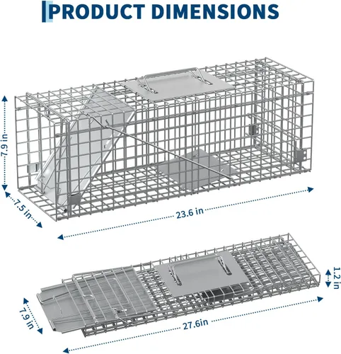 Vista 2 de Squirrels Trap Single Door Animal Traps Foldable Live Animal Trap Easy Set & Release Traps for Stray Cats Armadillos Rabbits Skunks Groundhogs 24 *