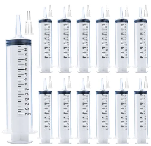 Vista 13 de Paquete de 24 jeringas de plástico de 0.0 fl oz con tapas, estériles, selladas individualmente para rellenar líquidos precisos, medir y alimentar