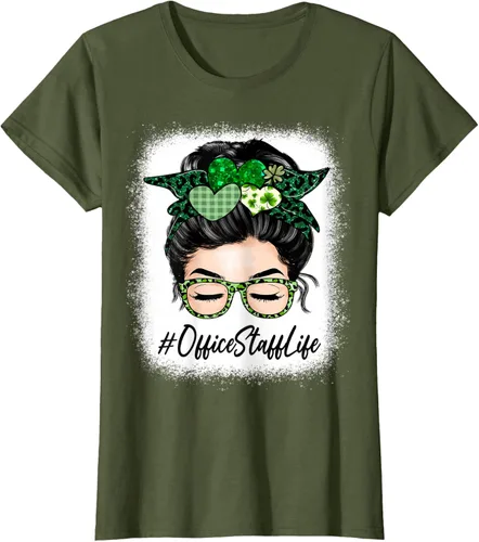 Vista 10 de Office Staff - Camiseta de trébol para mujer, diseño de moño desordenado, Verde
