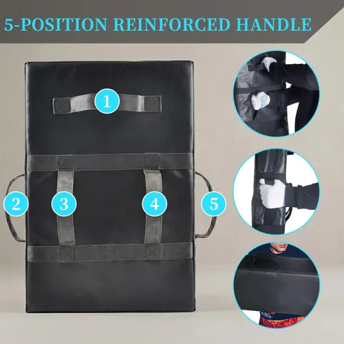 Vista 5 de Kick Shield Pad: Muay Thai Punch Kickboxing Heavy Curved Striking Foot Target Training with 5 Padded Handles Martial Arts Karate TKD Taekwondo
