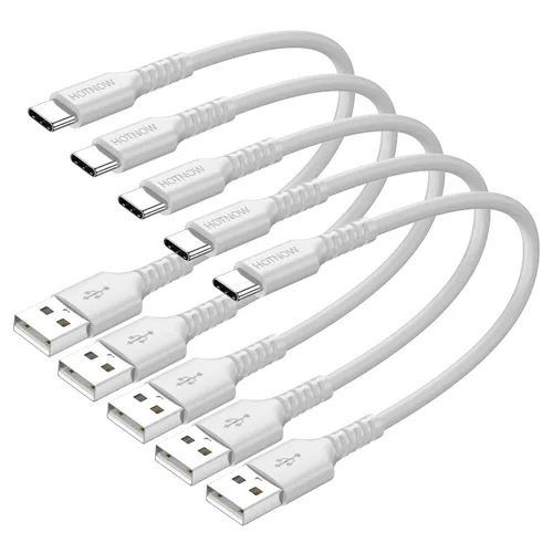 Vista 10 de Cable USB C corto de 1 pie/12 pulgadas, paquete de 5 cables USB a USB C de Negro