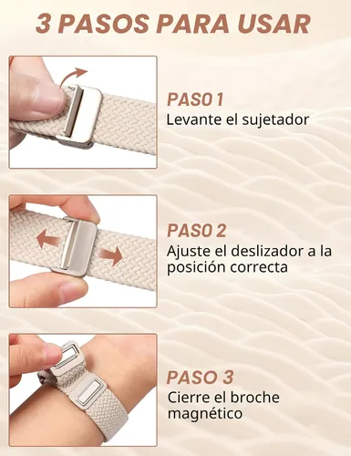 Vista 7 de Correa trenzada magnética compatible con Samsung Galaxy Watch 8 7 6 5 4 FE de 40mm 44mm/8 6 Classic/5 Pro/4 Classic/3 de 41mm/Active 2 para mujeres