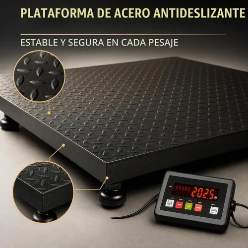 Vista 6 de Báscula industrial de suelo de 48 x 48 pulgadas, báscula de palé precisa de 10000 libras x 1 libra con indicador digital inteligente, báscula