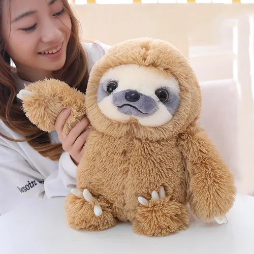 Vista 2 de Juguete de peluche Winsterch para niños de oso perezoso, regalo, perezoso color café de 15.7 pulgadas
