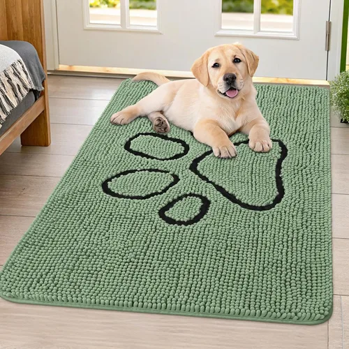 Vista 257 de Smiry Tapete para puerta de perro para patas fangosas, absorbente y Gris y negro