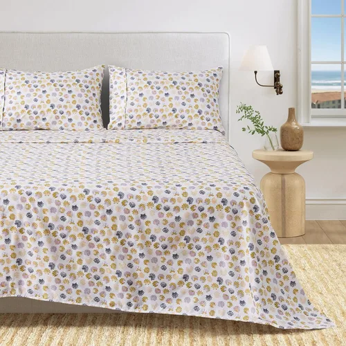 Vista 29 de Great Bay Home - Sábanas de microfibra, estampado costero, sin arrugas, bolsillo profundo, tema de playa, colección Newport (Queen, concha marina)
