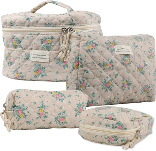 Vista 20 de NATINSA Bonita bolsa de maquillaje para mujer (2 unidades), bolsas de cosméticos de viaje, bolsa organizadora de artículos de tocador con diseño 21