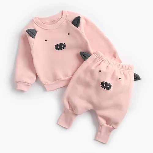 Vista 4 de TBUIALL Conjunto de sudadera de manga larga con diseño de animales de dibujos animados, blusa, pantalones cálidos, para niños y niñas