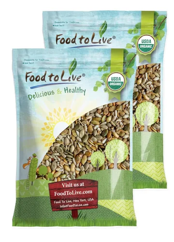 Vista 8 de Food to Live Mezcla orgánica de semillas de girasol y calabaza tostadas en seco con sal del Himalaya, 8 onzas, tostadas al horno, ligeramente