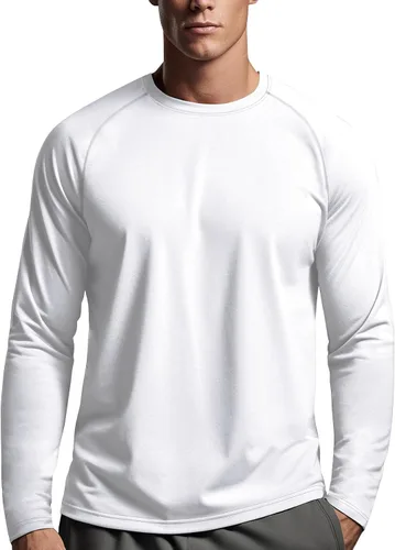Vista 13 de Zengjo - Camiseta de manga larga para hombre, transpirable, para correr, atlética, deportiva, ligera, con protección solar SPF Canela