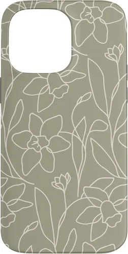 Vista 21 de Poppy Flower Line Art Modern Leaves Boho Artichoke Green Case for iPhone 17
