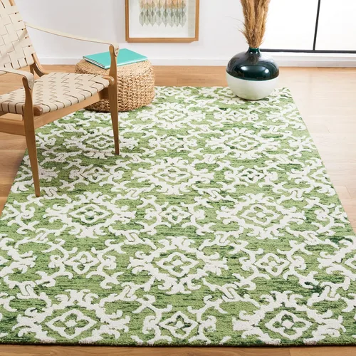 Vista 9 de SAFAVIEH Blossom Collection BLM104A - Alfombra decorativa de lana de alta calidad, hecha a mano, 2 x 3 pies, color gris/marfil