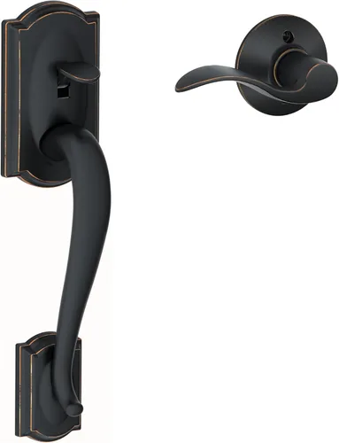 Vista 14 de SCHLAGE FE285 622 Acc CAM LH Juego de Manijas Mitad Inferior, Moldura Interior Camelot, Negro Mate