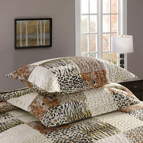 Vista 3 de MarCielo Juego de colcha acolchada de 3 piezas con estampado de leopardo, ropa de cama, manta con estampado de animales, juego de colcha de guepardo