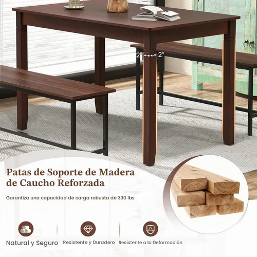 Vista 5 de GIANTEX - Mesa de comedor rectangular de 48 x 27.5 pulgadas con patas de madera, para espacios pequeños, apartamento, sala de estar, comedor, carga