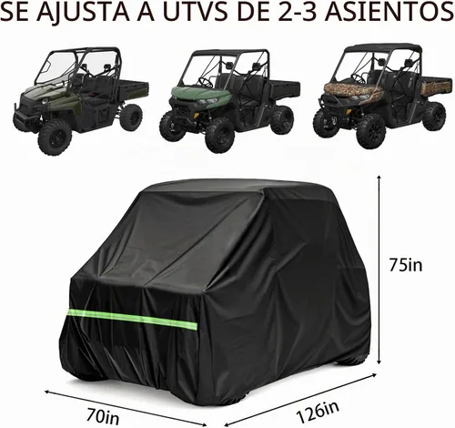Vista 7 de Cubierta UTV 2-3 plazas 600D resistente al agua, 126 x 70 x 75 pulgadas