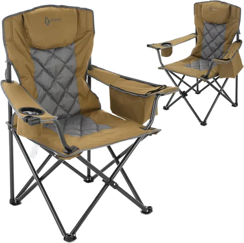 Vista 20 de ARROWHEAD OUTDOOR Silla plegable portátil de lujo para campamento con reposacabezas, portavasos y vidrio, enfriador de 6 latas, bolsa de transporte