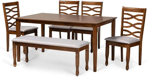 Vista 12 de Baxton Studio Lanier - Juego de sillas de comedor de 2 piezas, tapizadas de tela gris, madera con acabado marrón expreso Gris/Café Espresso