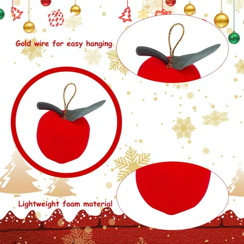 Vista 3 de WEBEEDY 36 piezas de adornos colgantes para árbol de Navidad pequeños y rojos sin manzanas para árbol de Navidad, manzanas, accesorios de fotos