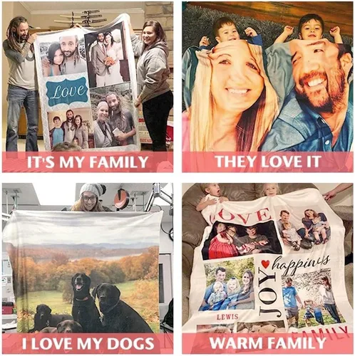 Vista 5 de VEELU Manta personalizada con imagen, mantas de fotos personalizadas con imagen, manta para el día de la madre para mamá papá, regalos