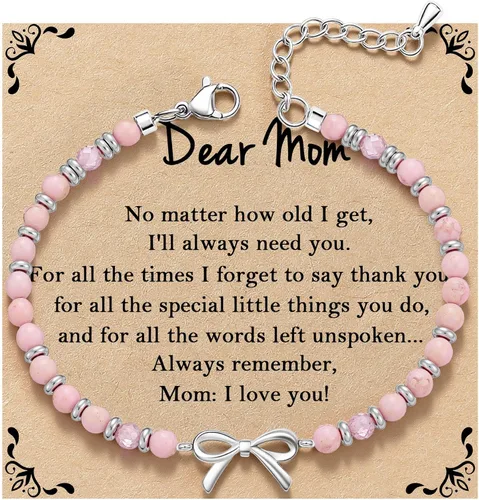Vista 20 de Pulsera de onda/lazo/cruz para mujer, coloridas pulseras de cuentas de piedra natural, regalo único de amistad para mejor amiga, hermana, mejor