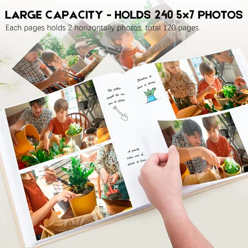 Vista 2 de Aevdor - Álbum de fotos 5x7 con 240 bolsillos y espacio para escribir, álbum de fotos de gran capacidad 5x7 con capacidad para 240 fotos, libro