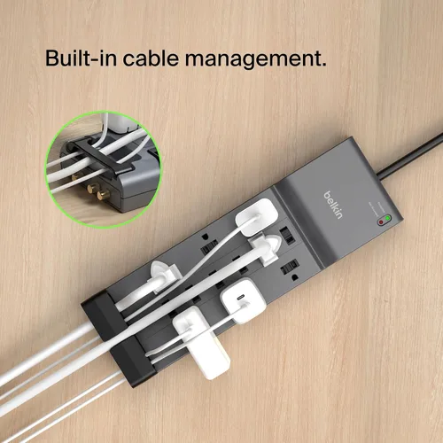 Vista 6 de Belkin - Tira de alimentación con protector contra sobretensiones - 12 tomas múltiples de CA & cable de extensión resistente de 8 pies de largo