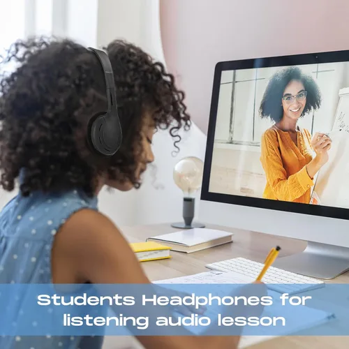 Vista 5 de Yunsailing Paquete de 10 auriculares a granel sobre la oreja con diadema ajustable y enchufe de 0.138 in para aprendizaje grupal, laboratorio