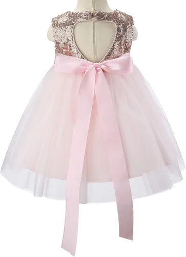 Vista 6 de Bow Dream 2 piezas de vestido de bebé niña con mariposas para boda, bautizo, bautizo, fiesta de 0 a 24 meses