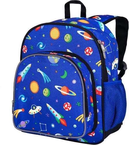 Vista 23 de Wildkin - Mochila infantil de 12 pulgadas – Acolchada, ajustable, ideal para guardería y viajes, Dino azul, Escuela