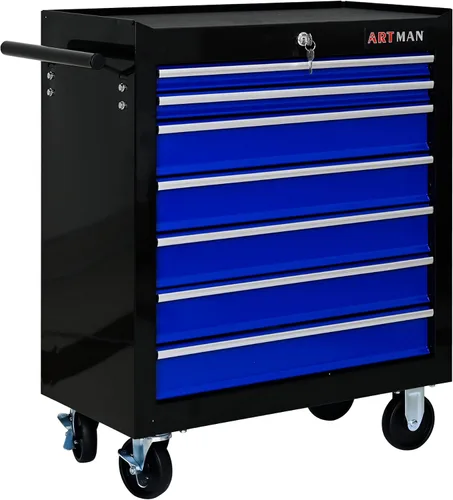 Vista 21 de Caja de herramientas con ruedas con 4 cajones, carrito de herramientas multifuncional, almacenamiento de herramientas, organizador de herramientas