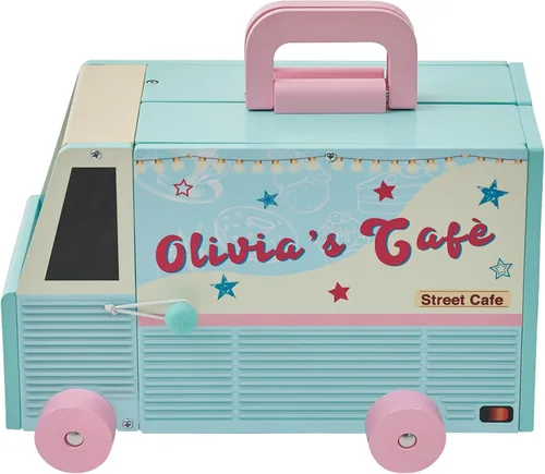 Vista 7 de Olivia's Little World Casa de muñecas de camión de comida de madera + accesorios para muñecas de 3.5", multicolor Accesorios incluidos
