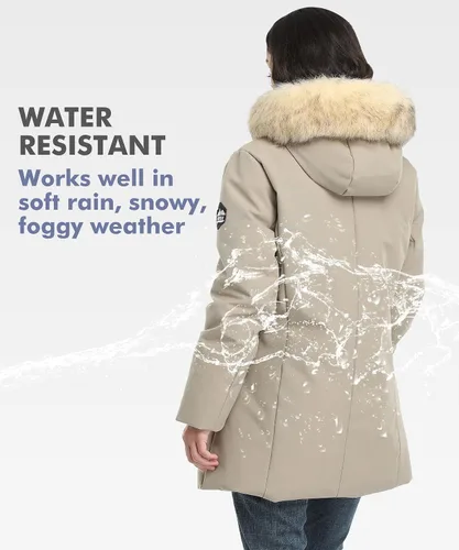 Vista 5 de PUREMSX Winter Parkas for Women, Water Resistant Thick Warm Vegan Down Padded Jacket Coat XS-XXL