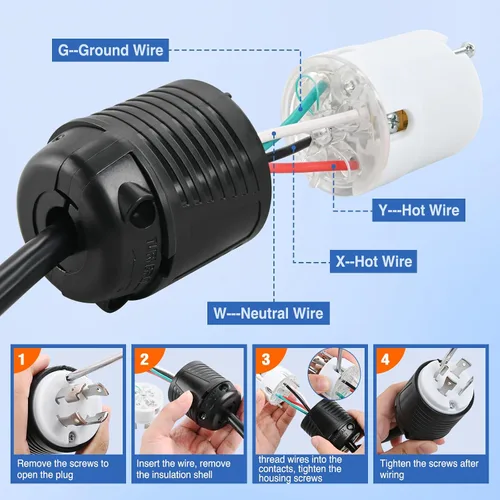 Vista 4 de Nilight 30Amp Generador Twist Lock Plugs ETL Listado L14-30P L14-30R Male Female Locking Plug and Connector Adapter 125/250V Industrial Grade