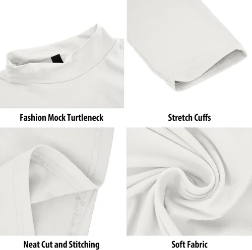 Vista 5 de Rela Bota Camisetas de moda para hombre, camisetas de cuello alto falso, ropa interior térmica, manga larga, ajustada, elástica, básica Beige
