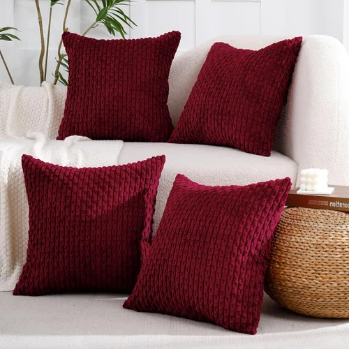 Vista 5 de VAKADO - Juego de 4 fundas de almohada decorativas negras de 16 x 16 pulgadas para sofá, pana neutra, decoración rústica de estilo granja para sala