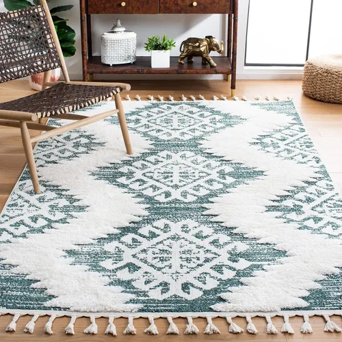 Vista 22 de SAFAVIEH - Alfombra de acento de la colección de borlas marroquíes Shag - 2'3" x 4', marfil y marrón, estilo bohemio, no suelta pelo y de fácil